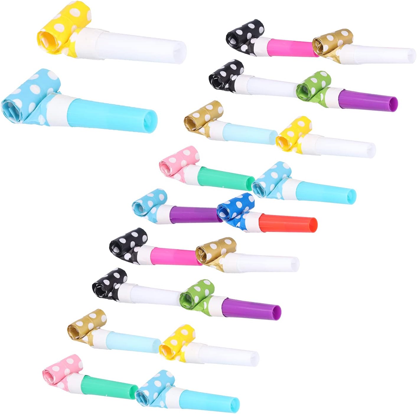 20 Set Colorful Cartoon Party Blowers Birthday Noisemakers Blow Horns with 6cm Mouthpiece for Kids Parties Celebrations Gifts