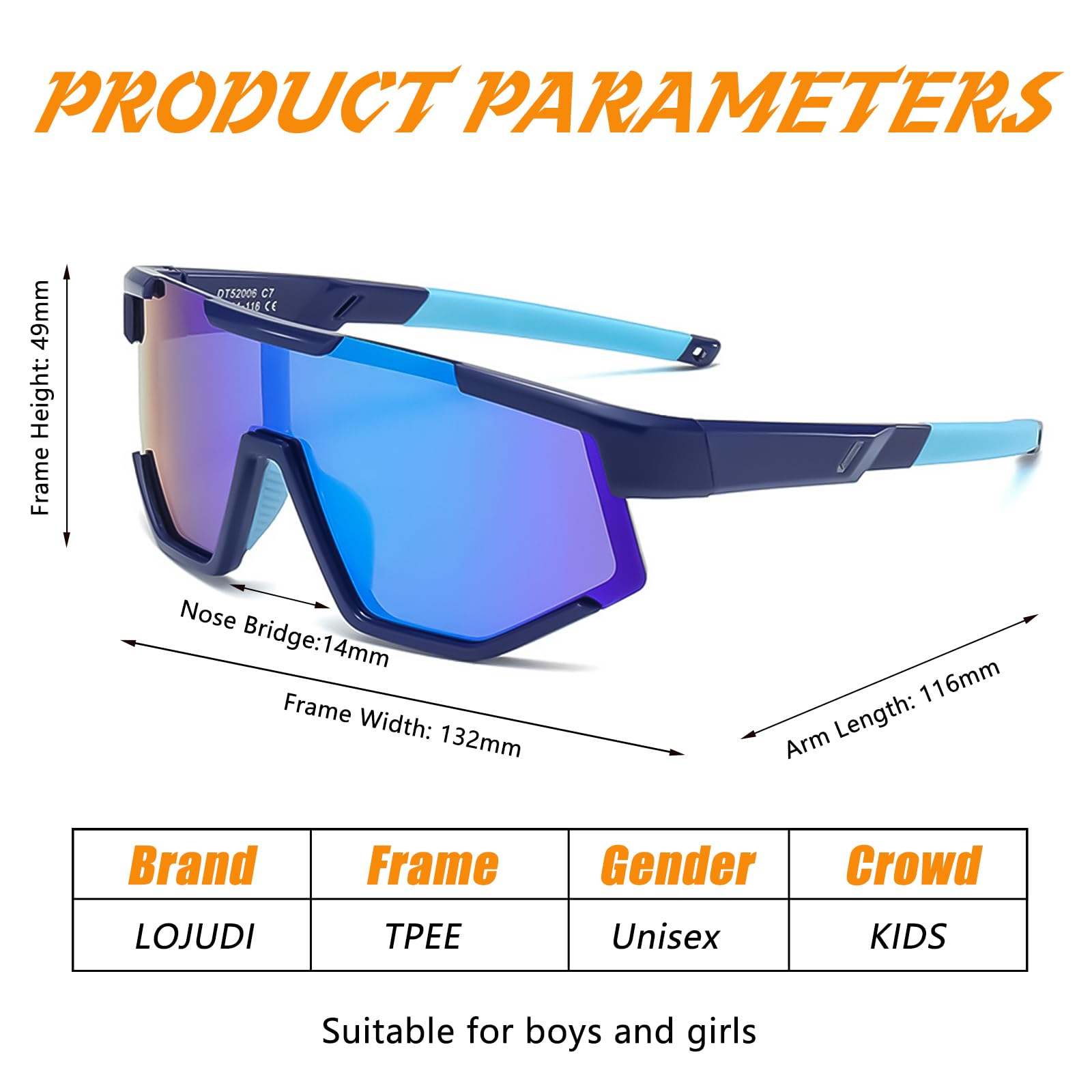 Occhiali da sole polarizzati per bambini – Occhiali sportivi a specchio per ragazze ragazzi occhiali veloci ragazzi ragazzi protezione UV occhiali da sole