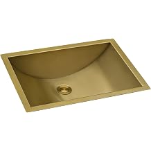 Ruvati 16 x 13 inch Brushed Gold Polished Brass Rectangular Bathroom Sink Undermount - RVH6106GG