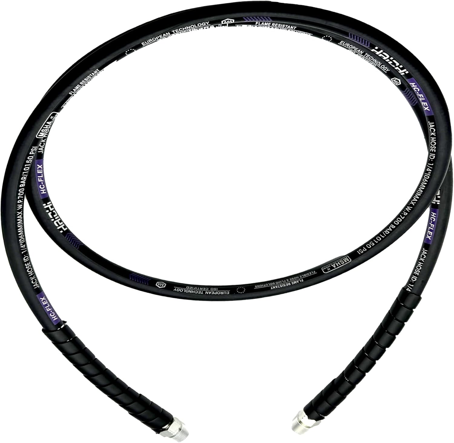 6' 10150psi High Pressure Hydraulic Hose Coupler 3/8" NPT thread Hydraulic Hose Assembly,1/4" ID x 6ft (BLACK, 6' 10150 PSI 3/8")