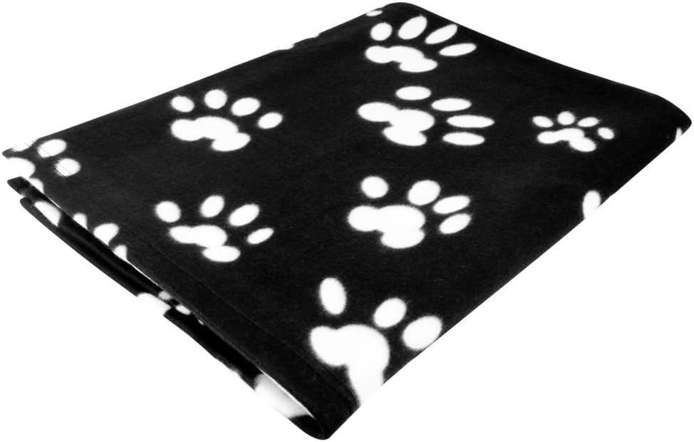 Evelots Fleece Pet Blanket, Black/White, 60x40"