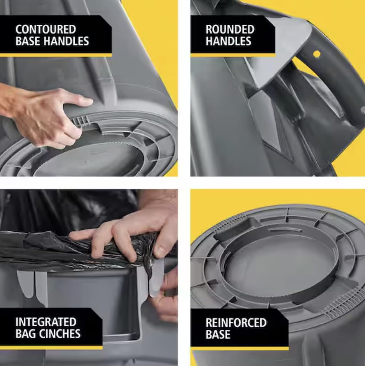 32 Gallon Grey Vented Plastic Outdoor Trash Can with Lid for Restaurants/Offices/Warehouses QG19181