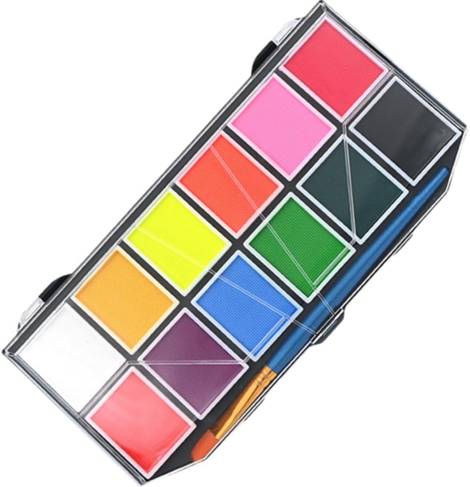 12 Colors Face and Body Paint Water-Soluble Rainbow Palette Portable Box Paint Set for Artists Kids and Painting Lovers
