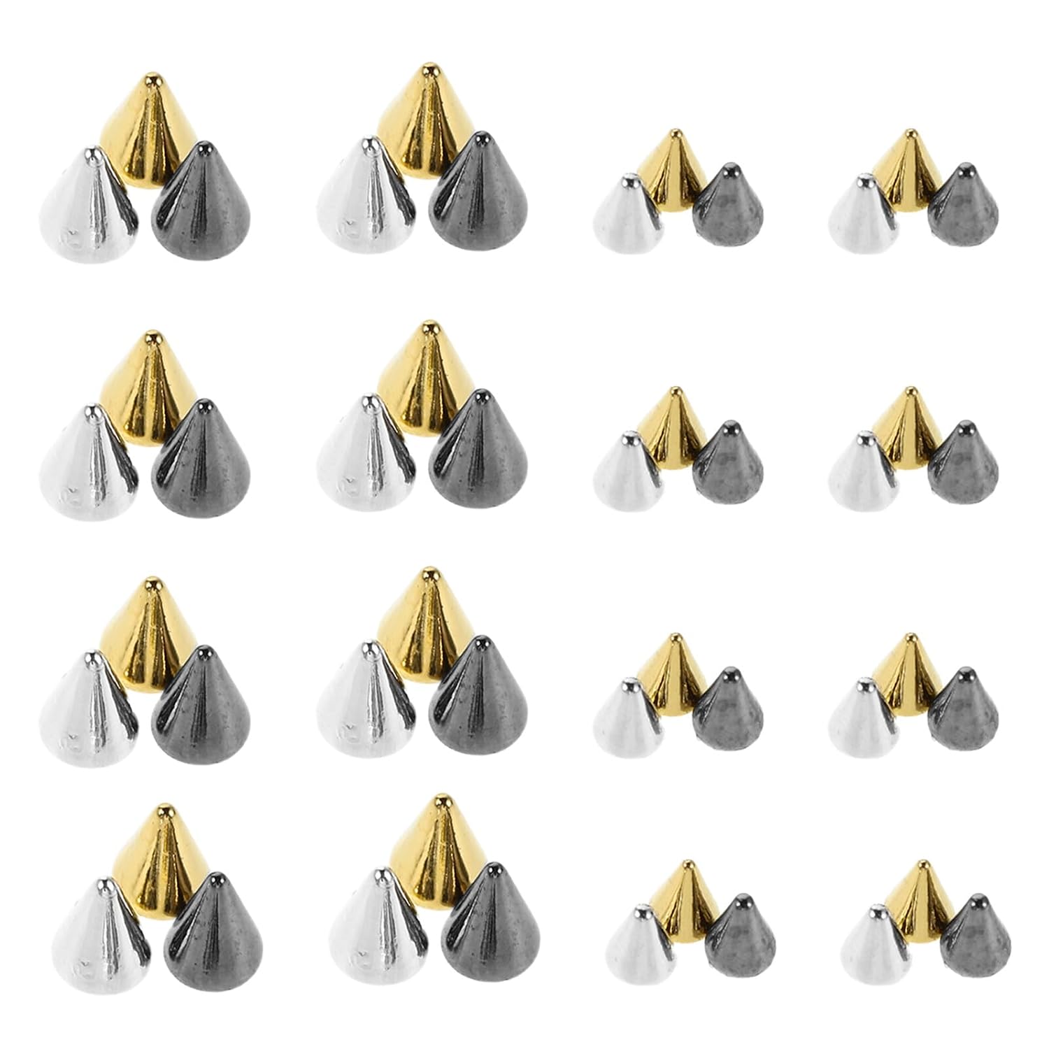 3 Boxes Punk Metal Nail Studs Flat-back Cone Spikes Rivet Charms for DIY Nail Art Accessories Halloween Party Decoration