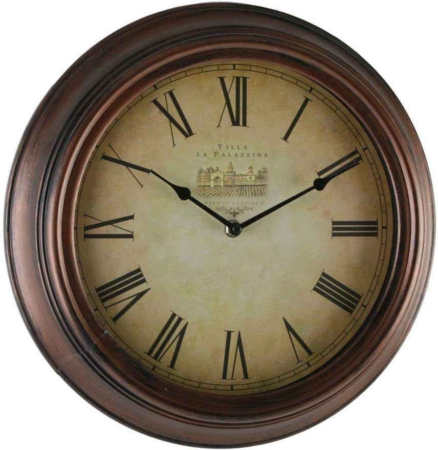Antique Chateau Design Brown 35cm Roman Dial Wall Clock