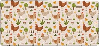 Cute Hen and Chicks for Large Extended Mouse Pad 16x35.5, Non-Slip Mouse Pad, Office Desk Keyboard Pad, Water Resistant, Stitched Edges