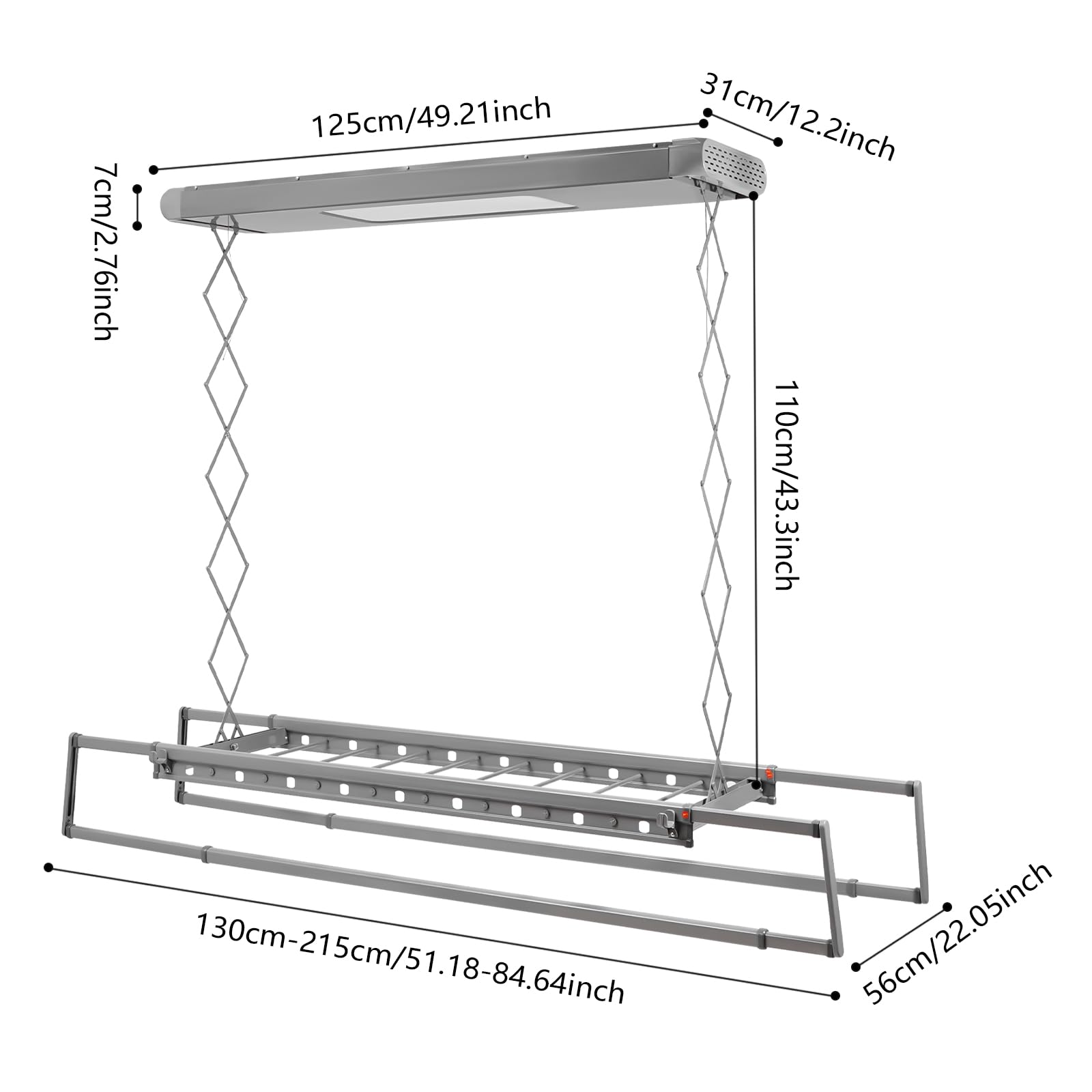 Asciugatrice elettrica con luce aria, asciugatrice elettrica compatta con telecomando Pro in alluminio e acciaio