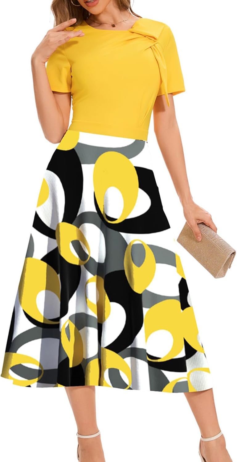 DinyIn Womens Prom Dresses Summer Sexy Crew Neck Cocktail Maternity Clothes Formal Wrap Wedding Guest Midi Dress - Image 2