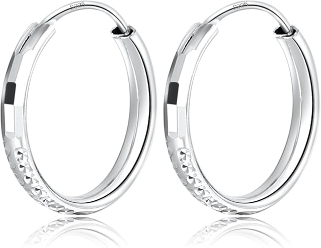 T400 925 Sterling Silver Hoop Earrings 3 mm Thick Large Fine Hoops for Women Girls,Diameter 25 35 45 55 65 mm