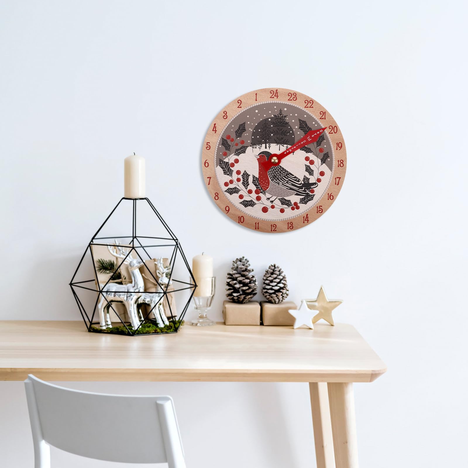 Toyvian 3 Pièces Calendrier de L'avent en Bois, Compte à Rebours | Décoration Festive pour Maison et Bureau, Design Soigné, Ambiance de Saison, Usage Solide