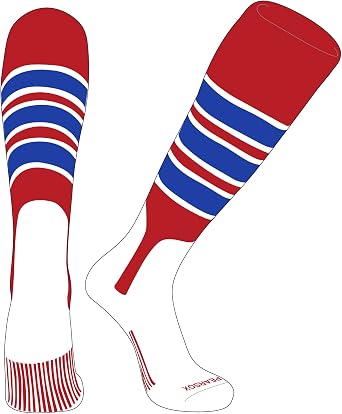 PEAR SOX OTC Baseball Softball Stirrup Socks C, 7in Red, White, Royal