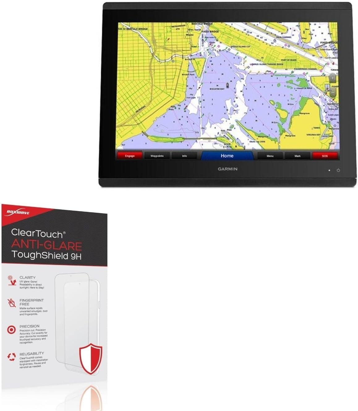 BoxWave Screen Protector Compatible with Garmin GPSMAP 8624 MFD - ClearTouch Anti-Glare ToughShield 9H (2-Pack), Anti-Glare 9H Tough Flexible Film Screen Protector