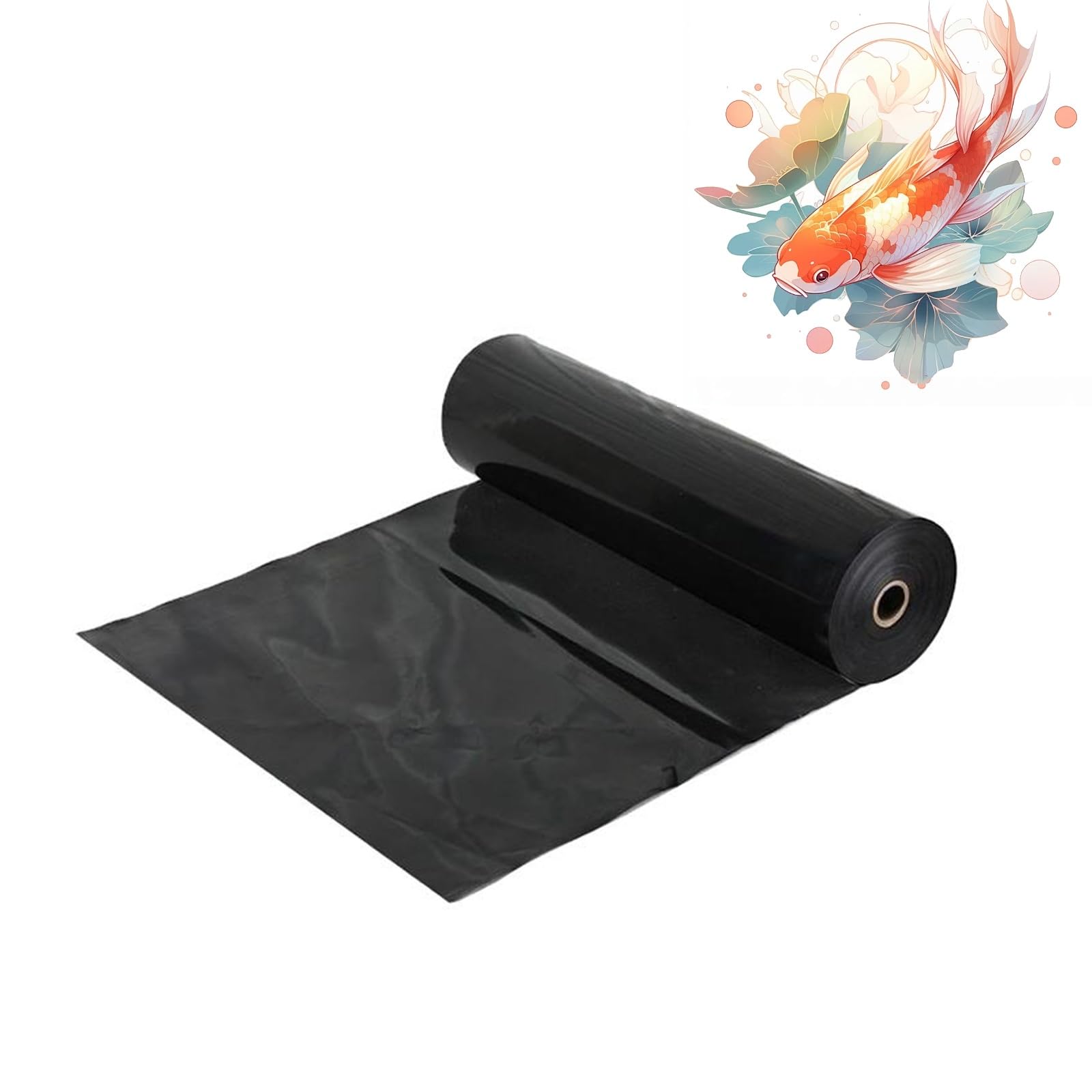 Revestimiento de goma de PVC negro de 0,2 mm de grosor, membrana de paisajismo reforzada, flexible, plegable y duradero para fuentes, estanques koi y camas de jardín elevadas, 8 x 7 m, 26,2 x 2