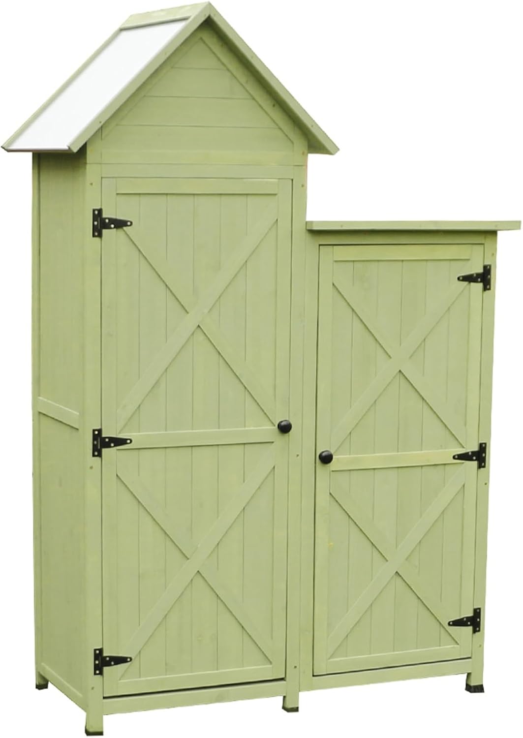 Outdoor Garden Tool Organizer Cabinet with Adjustable Shelves and Galvanized Top Large Outdoor Storage Shed for Yard Tools and Pool Accessories,One Color-Green