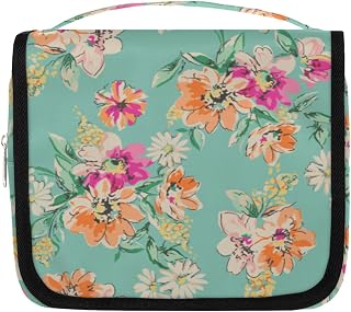 GzLeyigou Kit de necessaire de viagem com estampa de aquarela margarida, estojo de maquiagem, organizador de cosméticos, margarida, flor, bolsa de higiene pessoal para mulheres, homens, acessórios de maquiagem, xampu e creme corporal conjunto de pincéis