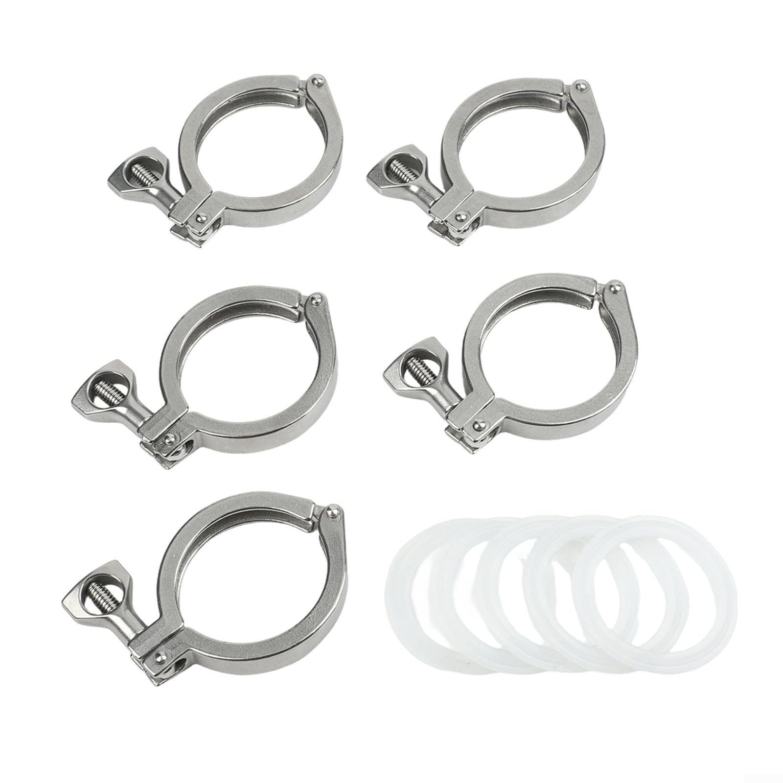 Virolas sanitarias de triple abrazadera de 5 cm con juntas de silicona lavables, 5 uds