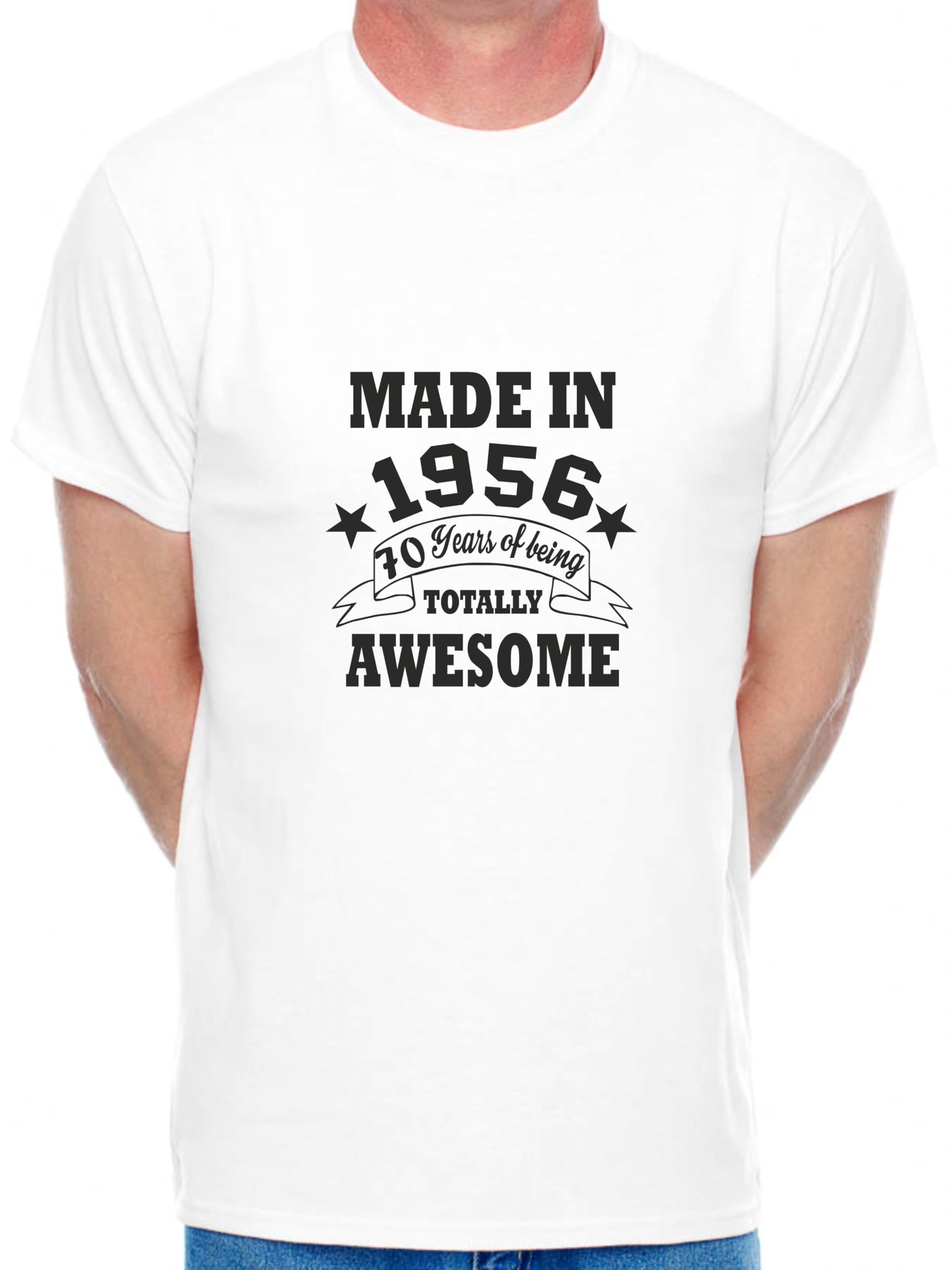 Print4u Men's White 70Th Birthday T-Shirt Made In 1955 70 Years Of Being Awesome Tee Shirt Large