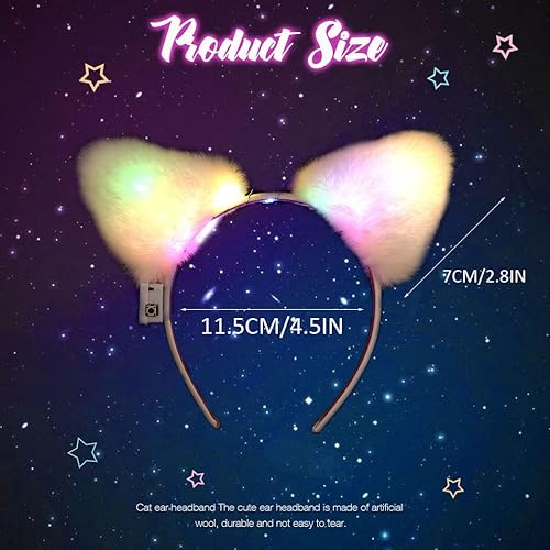 Miniatura 2 de Catery Diadema con orejas de gato iluminadas, diadema LED con orejas de gato, banda para el pelo, lindo accesorio para el cabello para fiesta de