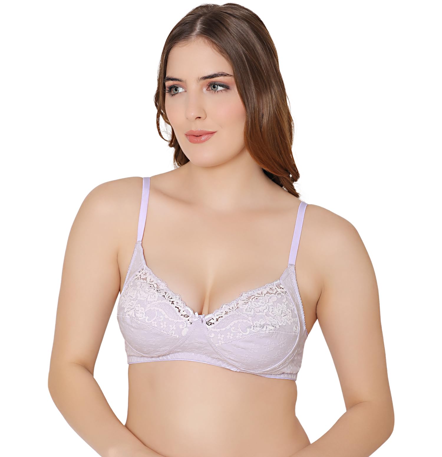 bodycare Women's Cotton Spandex Wirefree Adjustable Straps Designer Net Cup Non Padded Bra-5506-picture-54