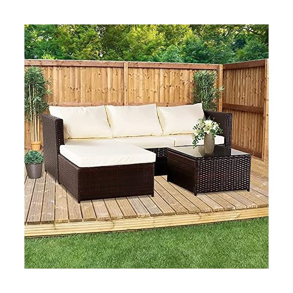 Pumpumly Oshion Three-piece Conjoined Sofa Pedal Coffee Table Brown (Combination of 2 Boxes) - Image 5