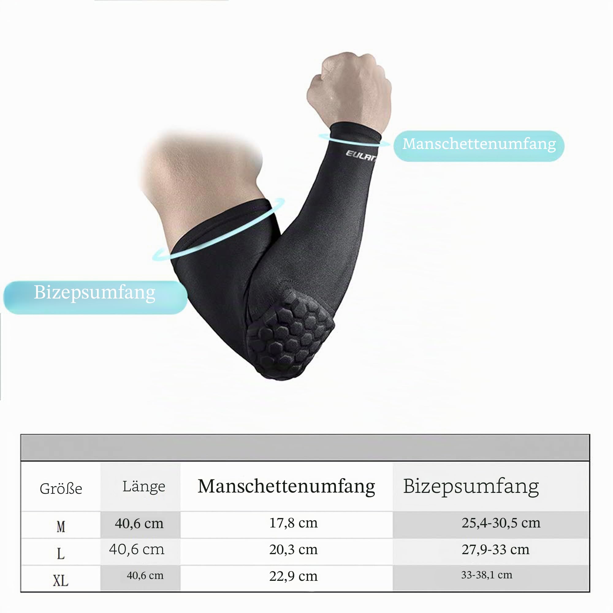 EULANT Ellbogenschoner Torwart mit dicken Schwammpolstern, Shooter Arm Sleeve, Armschutz für Basketball Fußball Volleyball