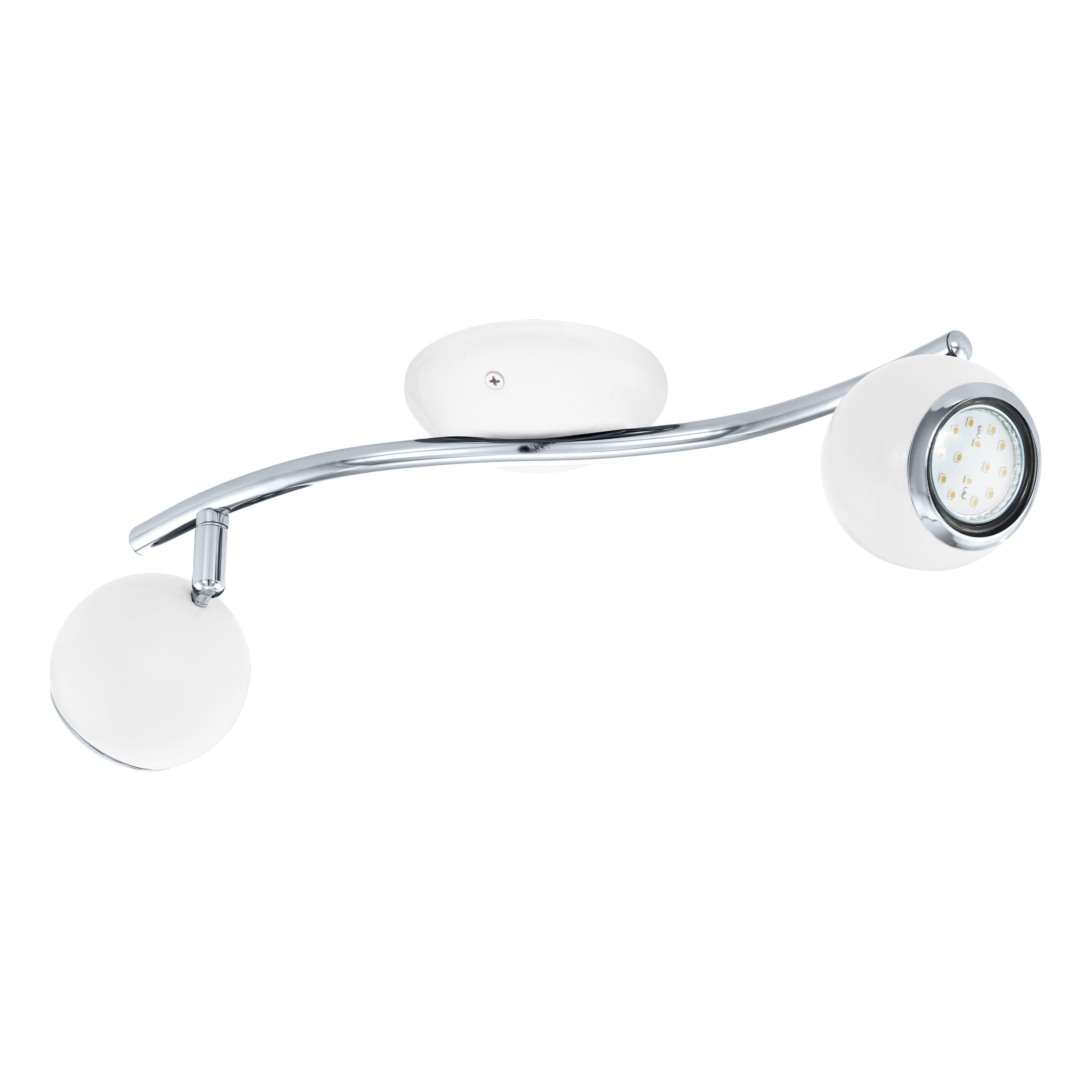 Eglo LED Ceiling Light Bimeda, 2-Light Ceiling Fixture, Metal Spotlight in White and Chrome, Living Room Lamp, Spots with GU10 Bulbs, Warm White