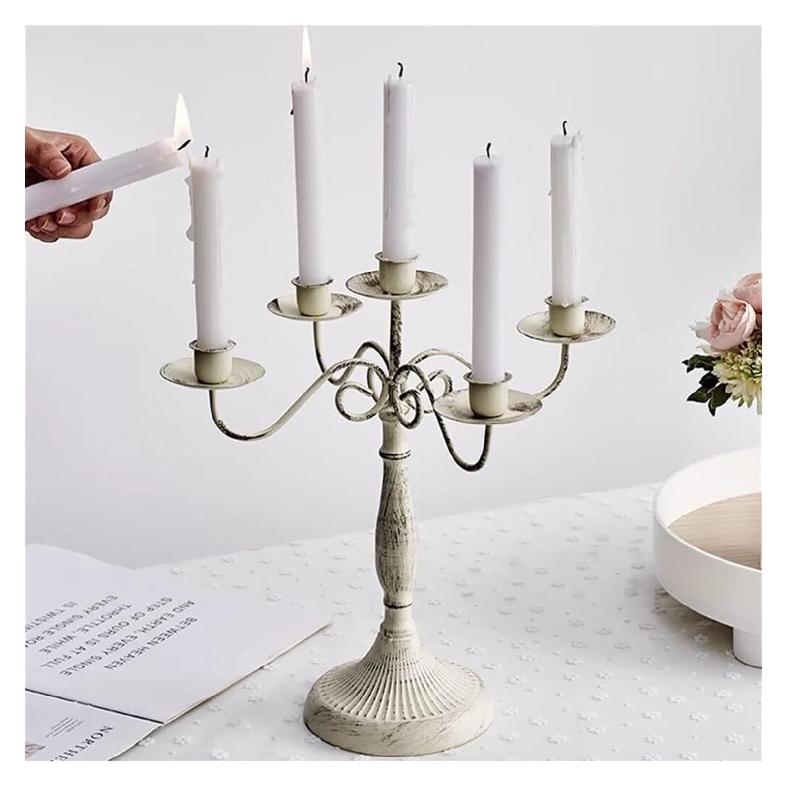 Candelabro a più bracci Portacandele Supporto antico in metallo for matrimonio Decorazione per mensola del camino