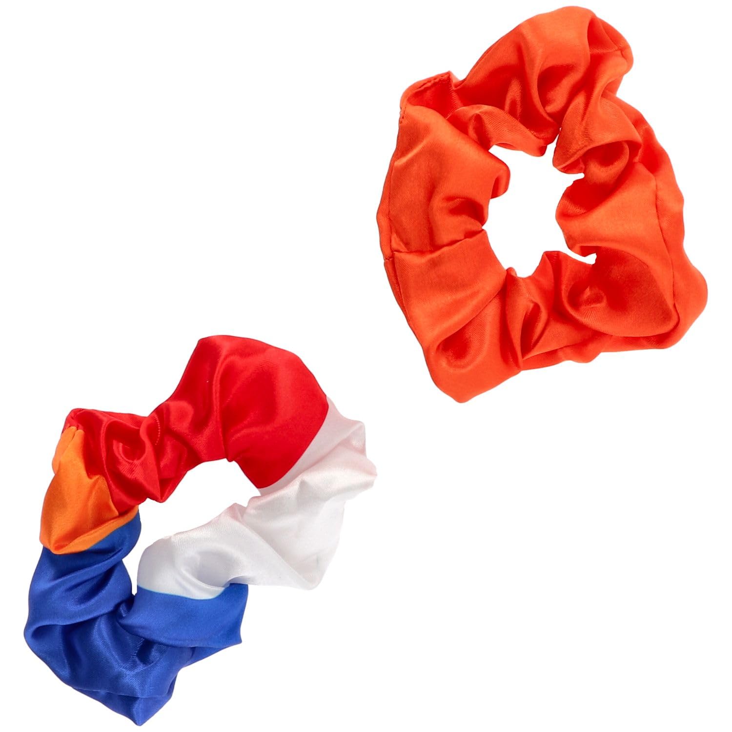 Folat 24279 Dutch Kingsday European Football Championship Hair Scrunchies Orange/Red/White/Blue, Pack of 2, Multicoloured