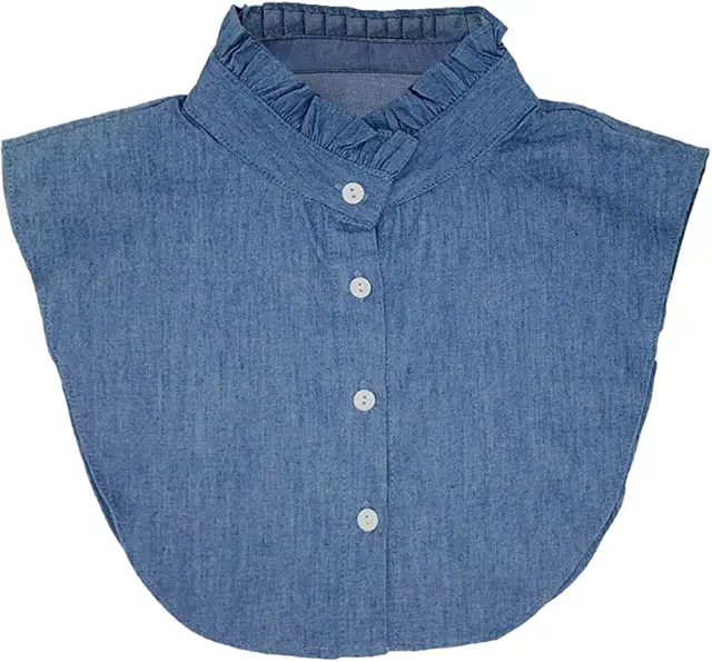 Collar Falso Desmontable Dril Algodón para Camisas Bebé Mujer