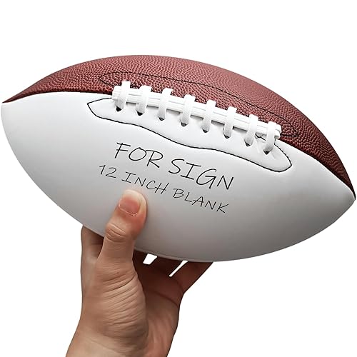 Full Size 12 Inch Autograph American Football with 2 White