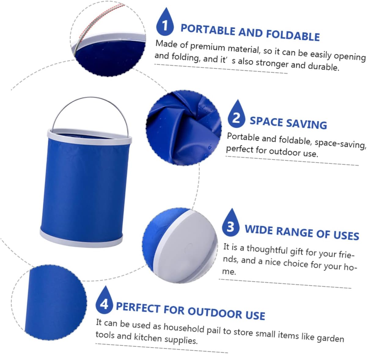 MAGICLULU Foldable Water Bucket Car Cleaning Camping Outdoor Fishing Storage Container Lid