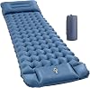Lishetimig Sleeping Mat, Camping Sleeping Pad, Inflatable Air Mattress, Ultralight Camping Mat with Pillow Built-in Foot Pump Compact for Outdoor Backpacking, Hiking, Traveling, Tent Navy Blue
