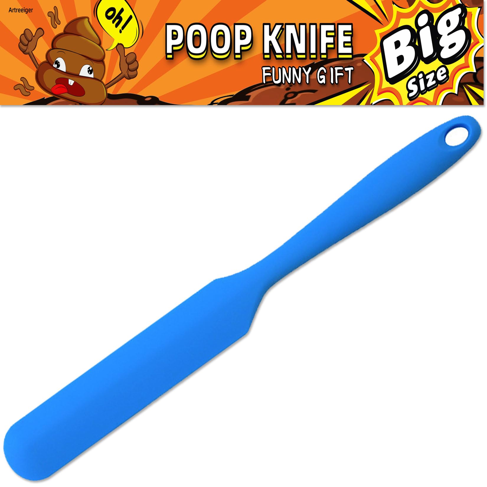 Artreeiger Funny Big Size 13.2" Poop Knife for Toilet Unclogging, Long Handle Poop Stick Prank Christmas Stocking Stuffers White Elephant Gifts, Hilarious Party Fun Gadgets Gag Gifts