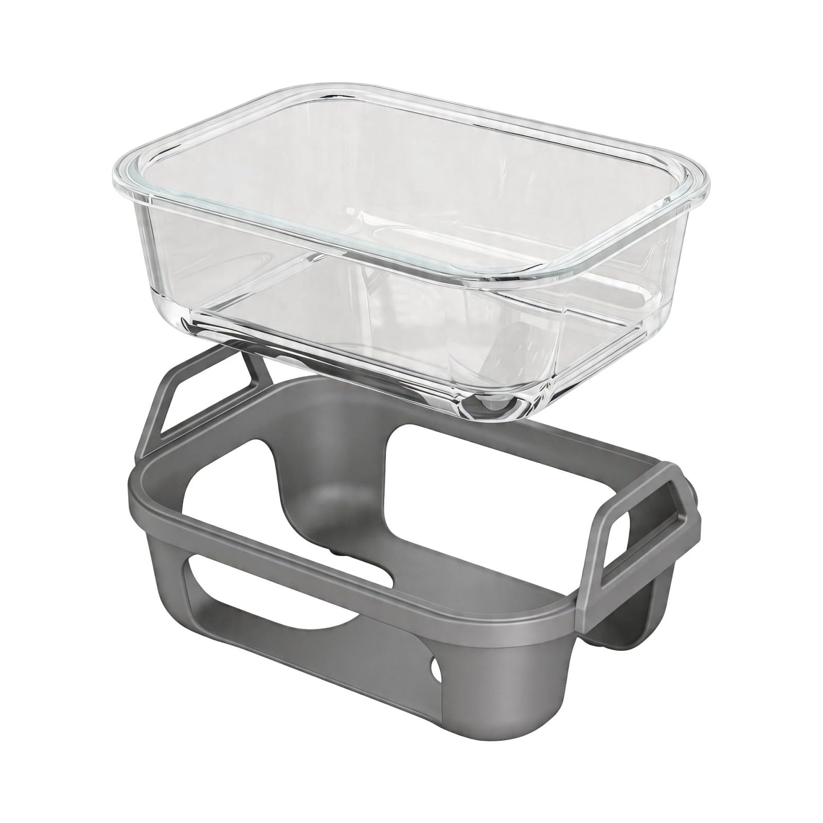TQUXNGA Borosilicate Glass Baking Tray with Silicone Handle for Air Cooker Oven Microwave Safe Not Stick Easy Clean Multipurpose Kitchen Tool Glass Bowl for Air Cooker