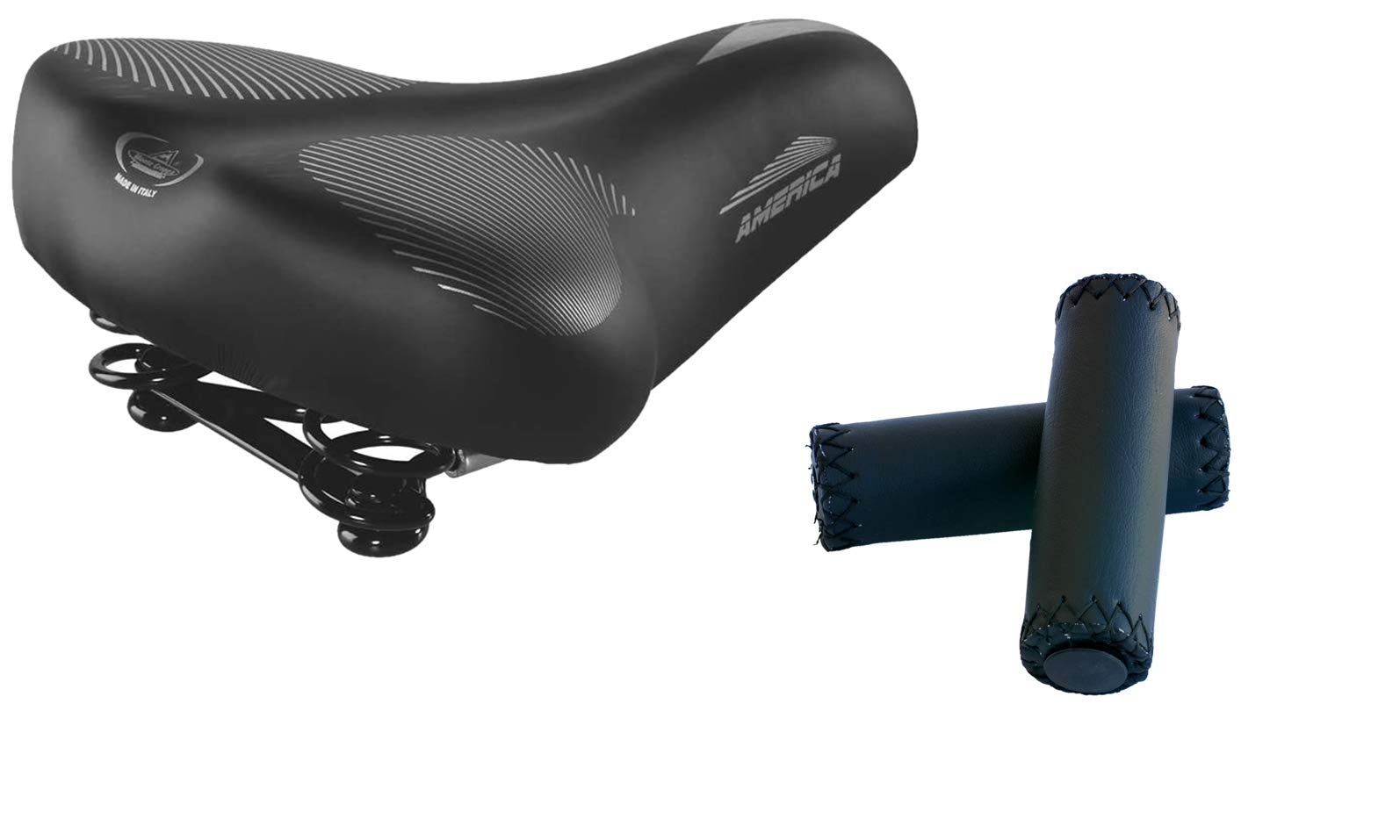 Sella Bici Montegrappa | Pelle Sintetica | Doppia Molla | Comoda E Antiurto | Made In Italy | Nero