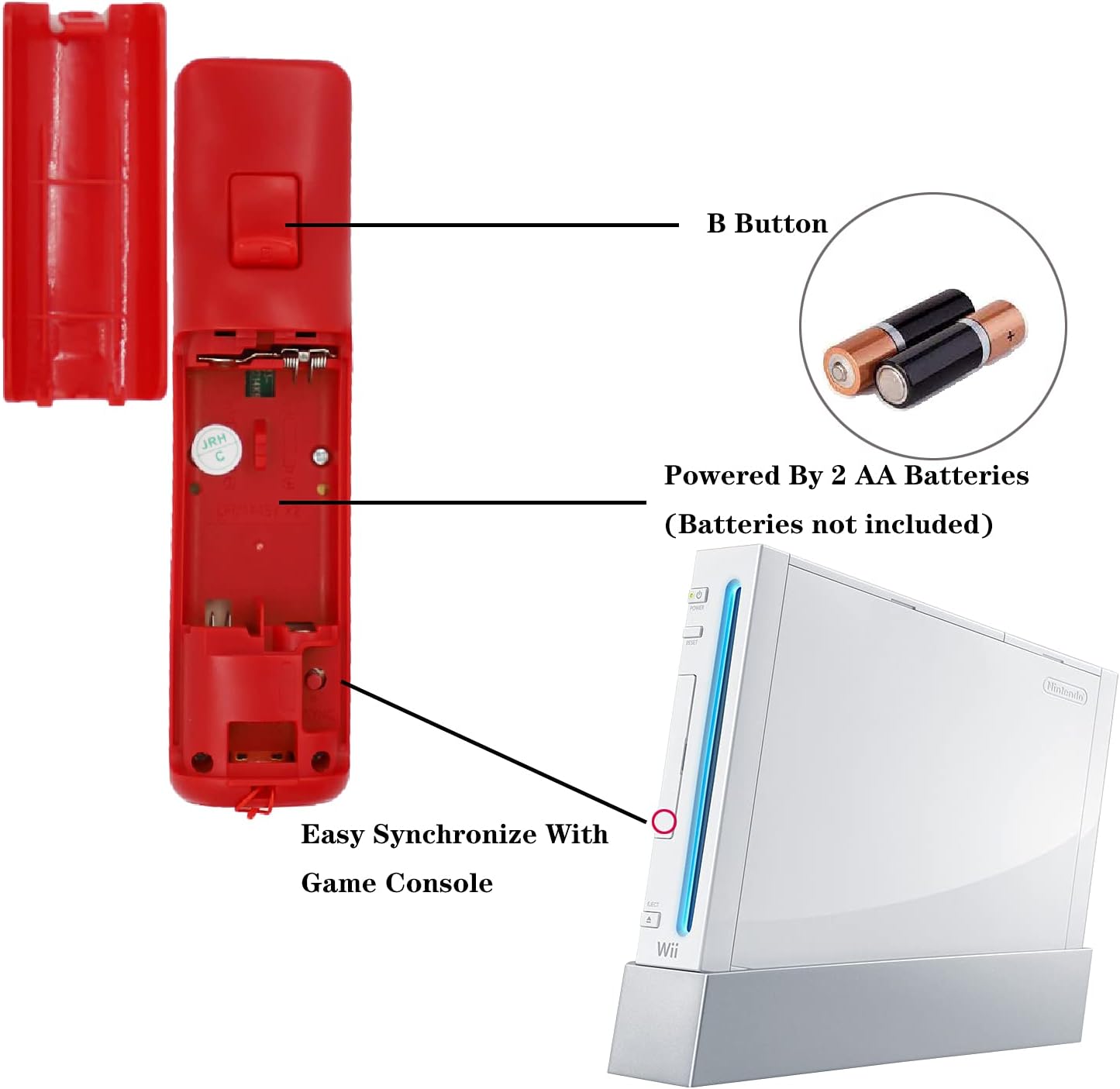 Wii remote Controller, 2 pack Game Wireless wii controller with Silicone case and Wrist Strap Compatible for wii Console