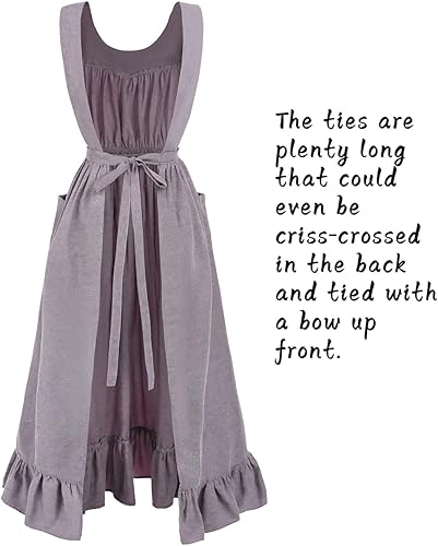 Miniatura 10 de Delantal vintage blanco con volantes para mujer, delantal campesino colonial, ideal para regalo de cocina