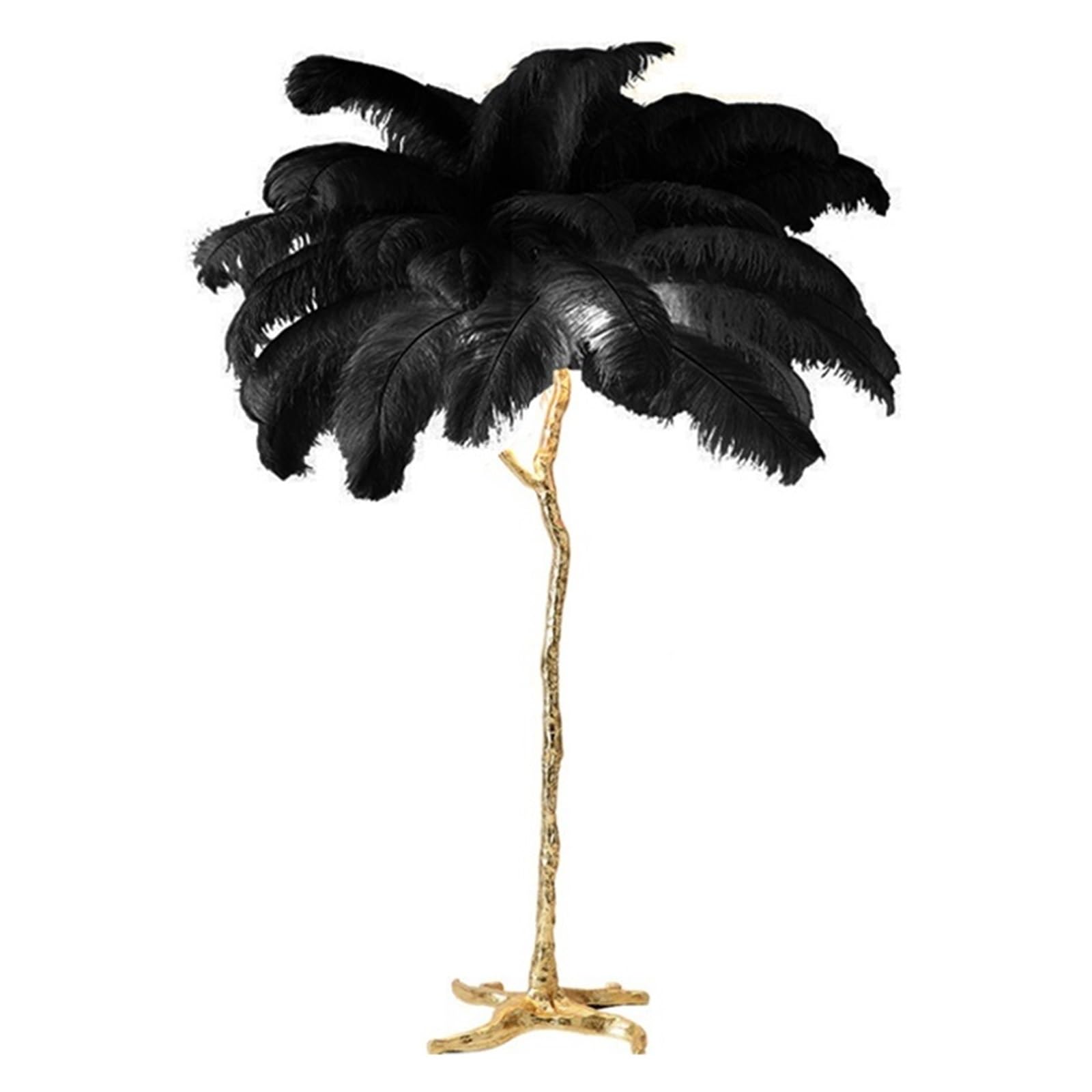 SMTYXS Nordic Home Decor Floor Lamps for Living Room Standing Modern Luxury Ostrich Feather LED Lamp Gold Resin Light Elegant Luxurious(H60cm 28 Feathers,Black)