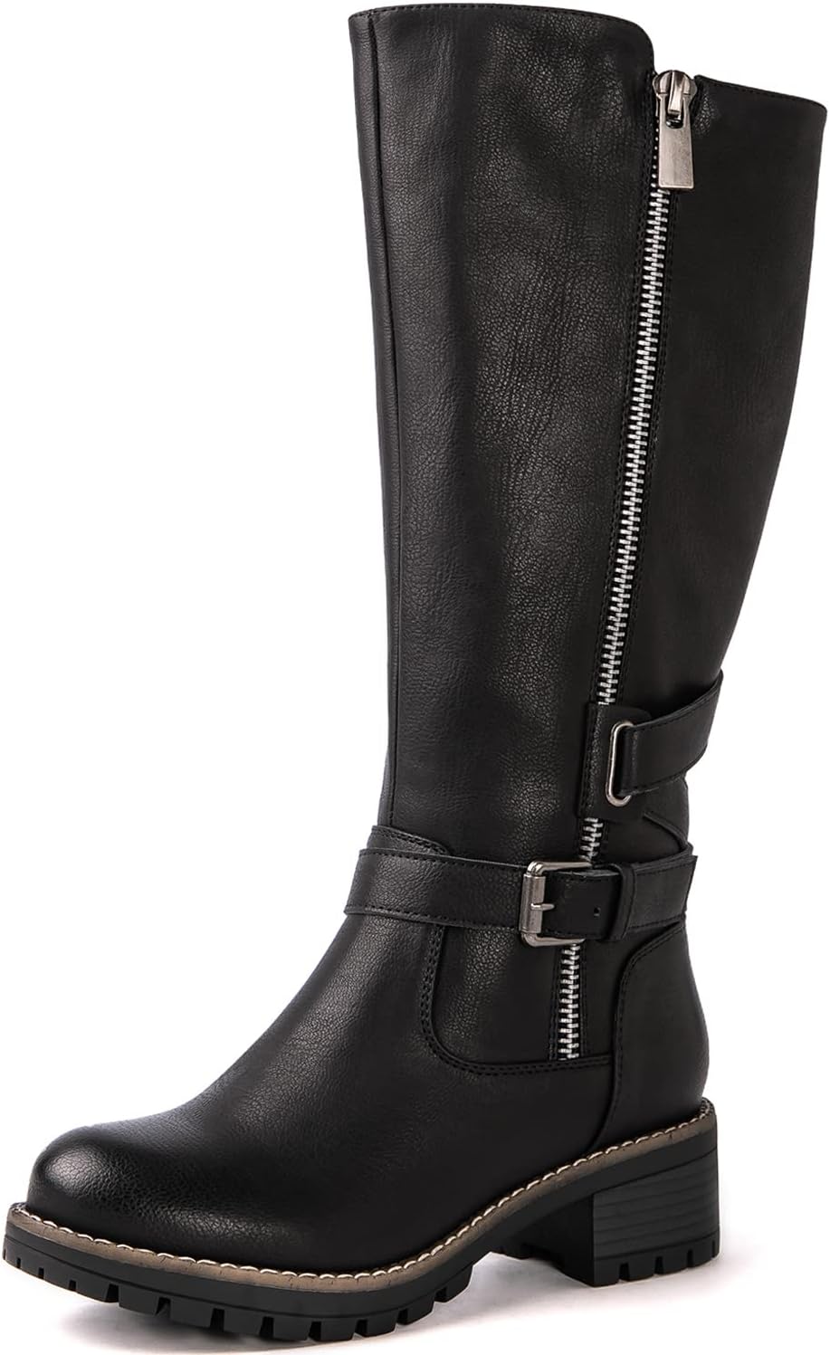 GLOBALWIN Women’s Knee-High Riding Boots Tall Fashion Boots with Chunky Low Heel & Side Zipper Everyday Wear Casual Boots For Women - Image 2
