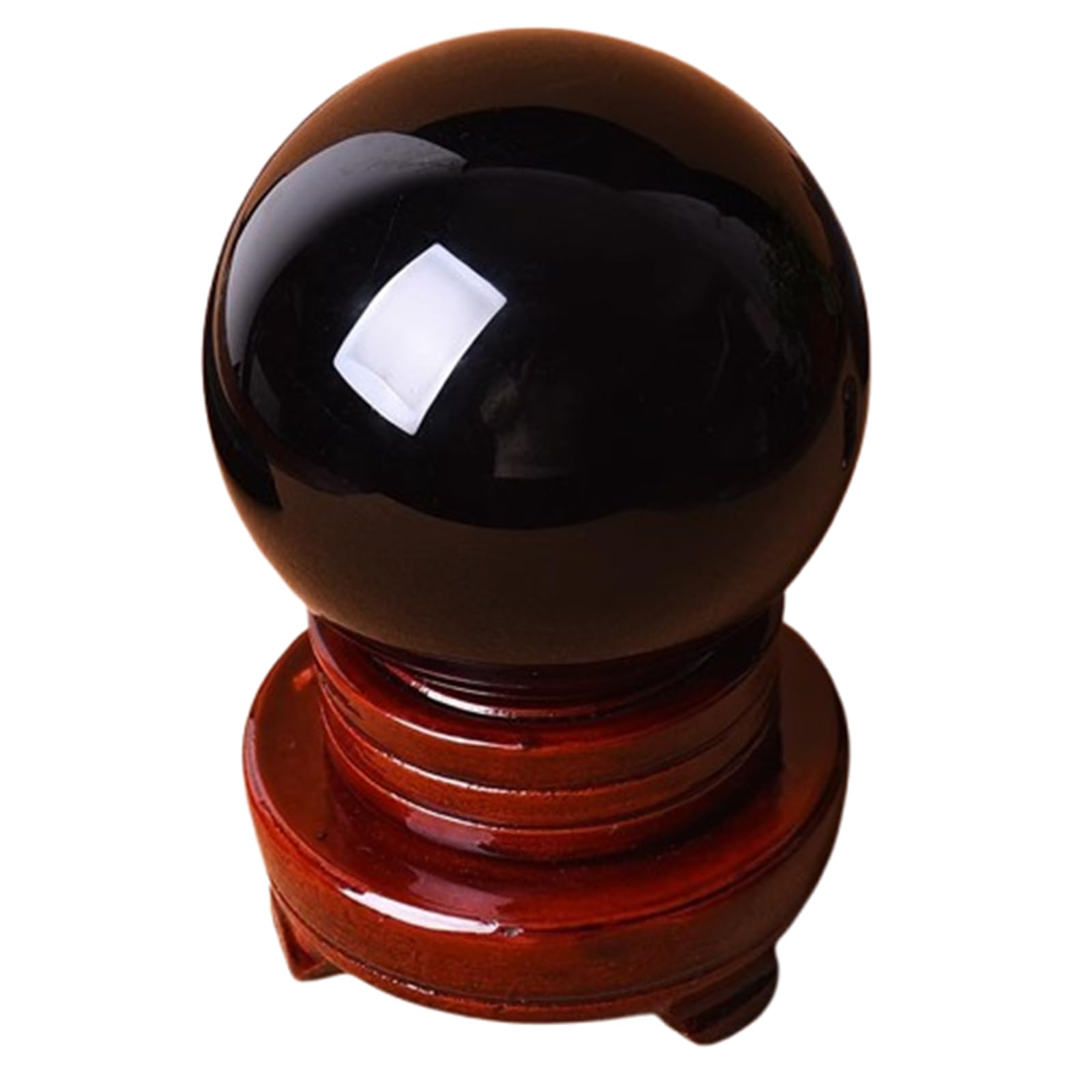 CYVXCPPGI Black Obsidian Crystal Sphere,Feng Shui Ball Sphere with Wooden Stand,Quartz Black Crystal Ball for, Crystal,Home Decoration,200mm/7.9in