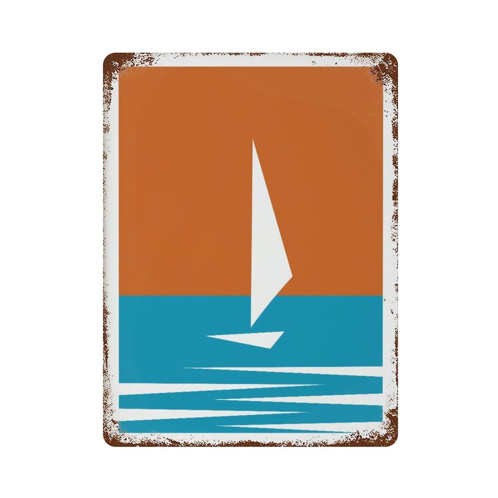 xiaoxiaoshen Minimalist Sailboat Retro Coastal Decor Wall Decor Art Metal Tin Poster Modern Home Decor Art Home Bar Shop Decorations Vintage Sign 40x30cm