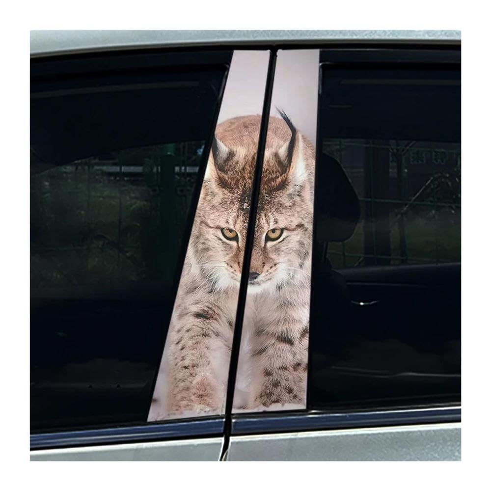 Body Parts 2pcs Auto B-Pillar Stickers Lynx Cat Car Center Column Decoration Cover Scratches Waterproof Decals(E)
