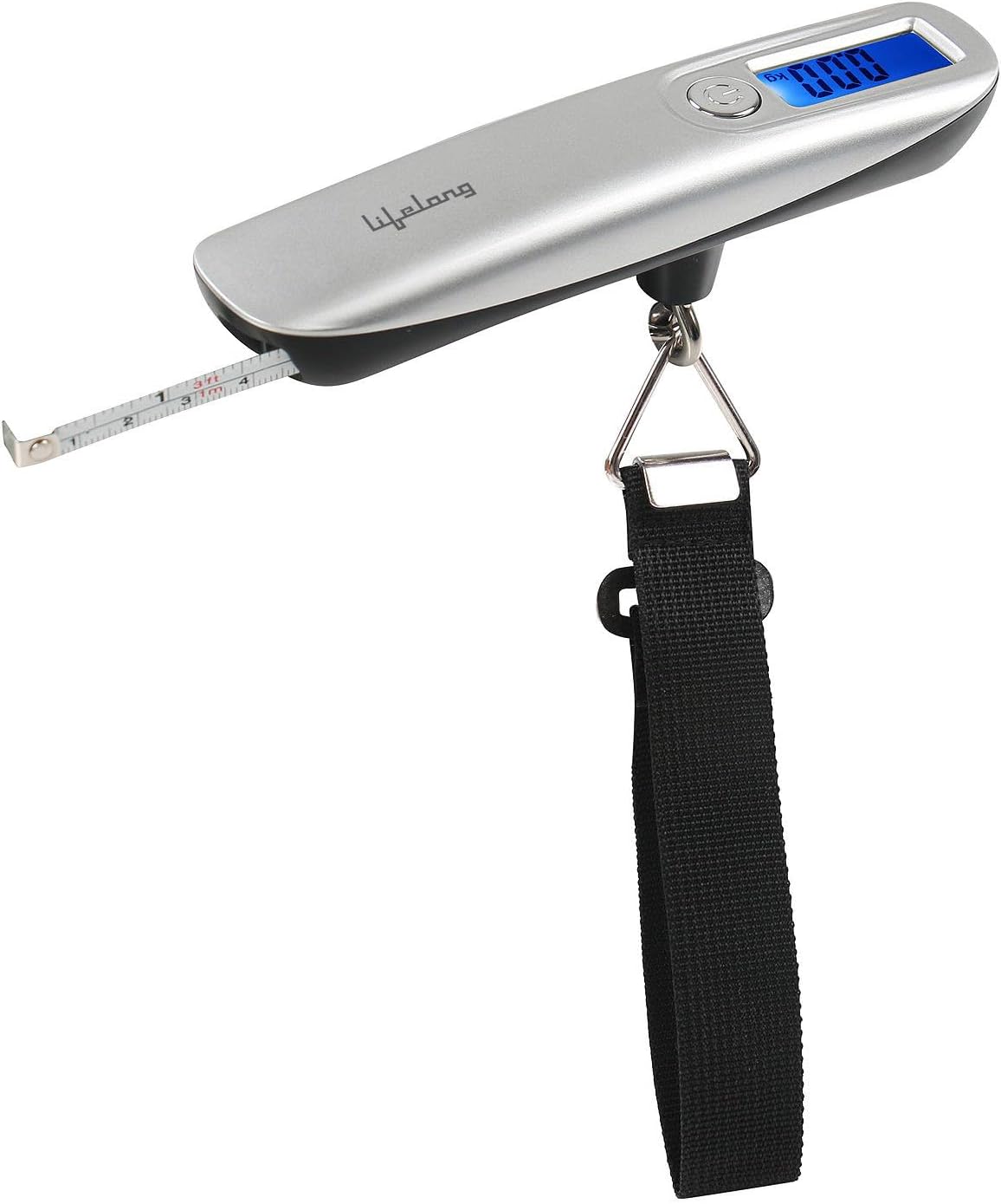 Lifelong Luggage Weighing Scale For Flights,Travel,Home,Shop,Gas Cylinder - Portable Hanging Weight Machine For Bags & Baggage 50Kg With LCD Display (1 Year Warranty Silver,LLGWS27)