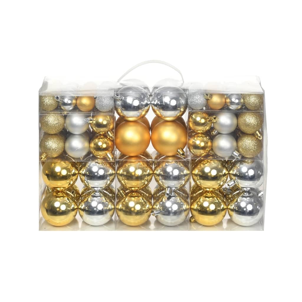 Artículo para el hogar y el jardín, bolas de Navidad, 100 unidades, plateado/dorado