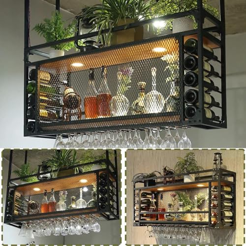 Générique Botellero de Metal Ajustable Para pared - 115 x 30 x 50 cm - Estantes flotantes Para Bar, restaurante y bares - Elegante botellero de Hierro...