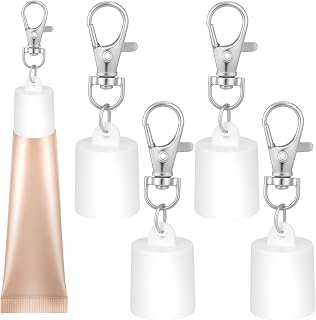 4Pcs Lip Balm Keychain Cap, Portable Lip Gloss Holder Keychain with Metal Clip Universal Lip Balm Case for Summer Fridays Lip Balm Commute Travel Outdoor Activities