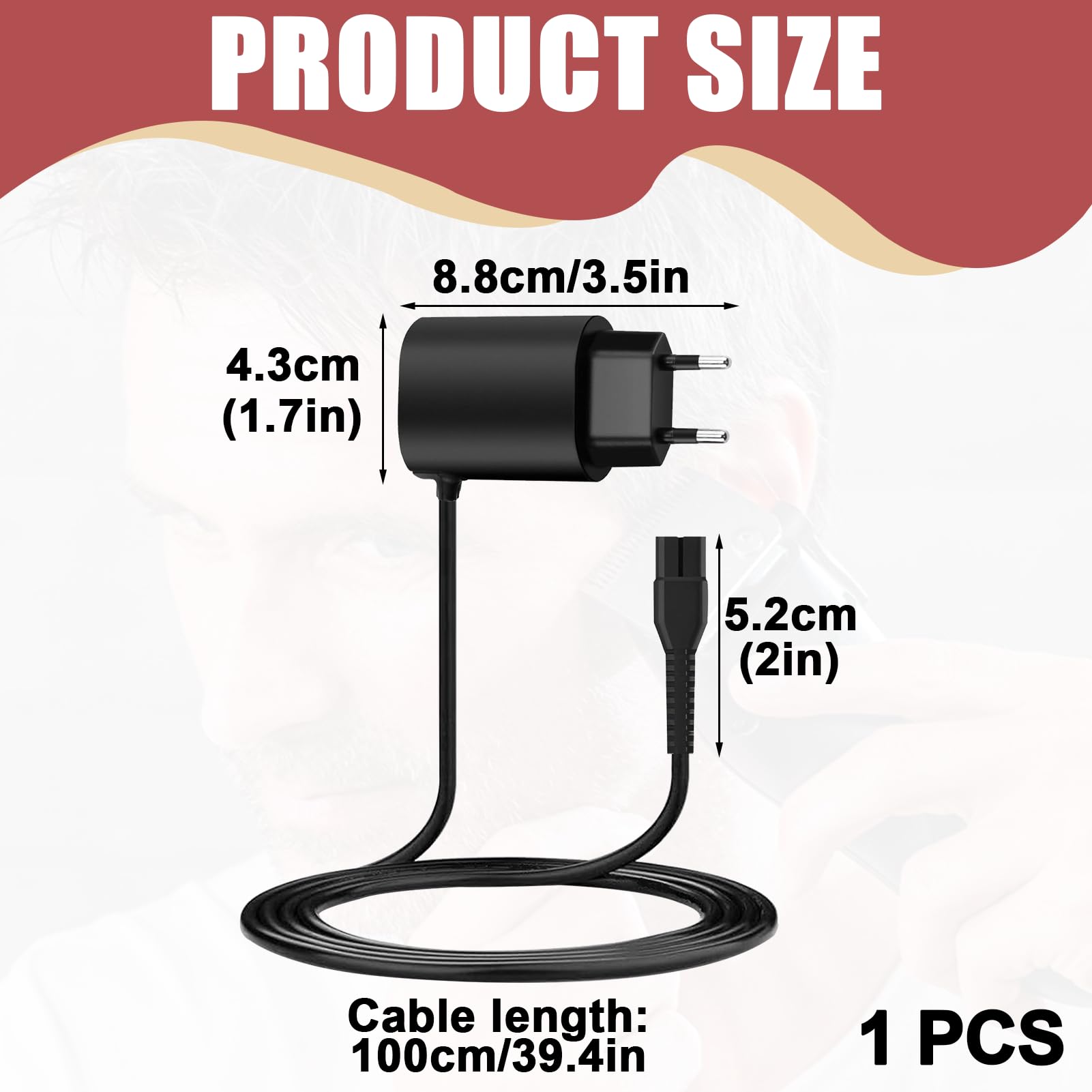 Cable de carga de 12 V 0,4 A para afeitadora Series 9 8 7 6 5 3 1 y depiladora 9 7 5, fuente de alimentación para cargador de afeitadora, cable de carga depiladora, fuente de alimentación de — view 3
