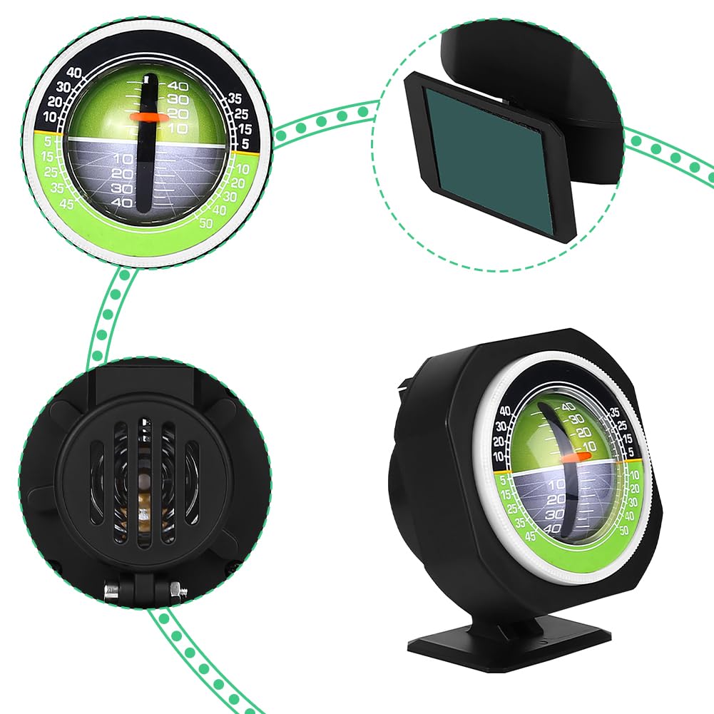 Tiiyee Inclinomètre de Voiture, indicateur de Pente à LED Lumineux extérieur jauge d'angle d'inclinomètre numérique Outil de Mesure de Boussole Automatique de Haute précision pour véhicul