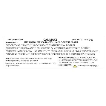 CANMAKE - Metalook Volume Look Oil-based Mascara w/Ultra Fine Comb - V01 Black - 0.14oz (4g)