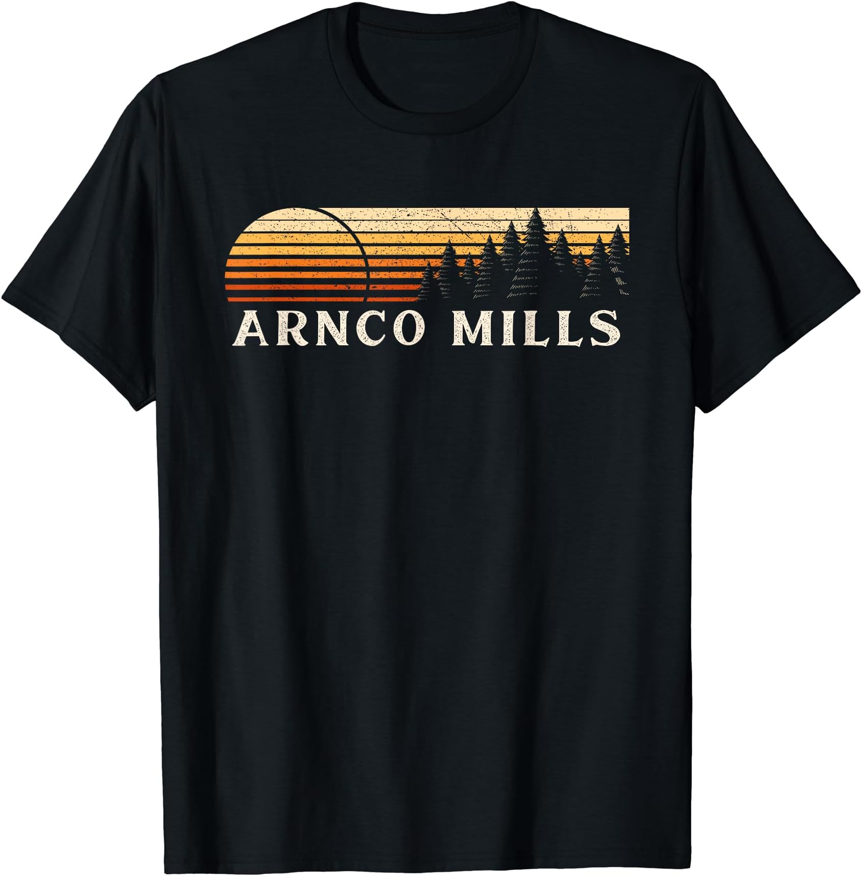 Arnco Mills, GA Vintage Evergreen Sunset Eighties Retro T-Shirt